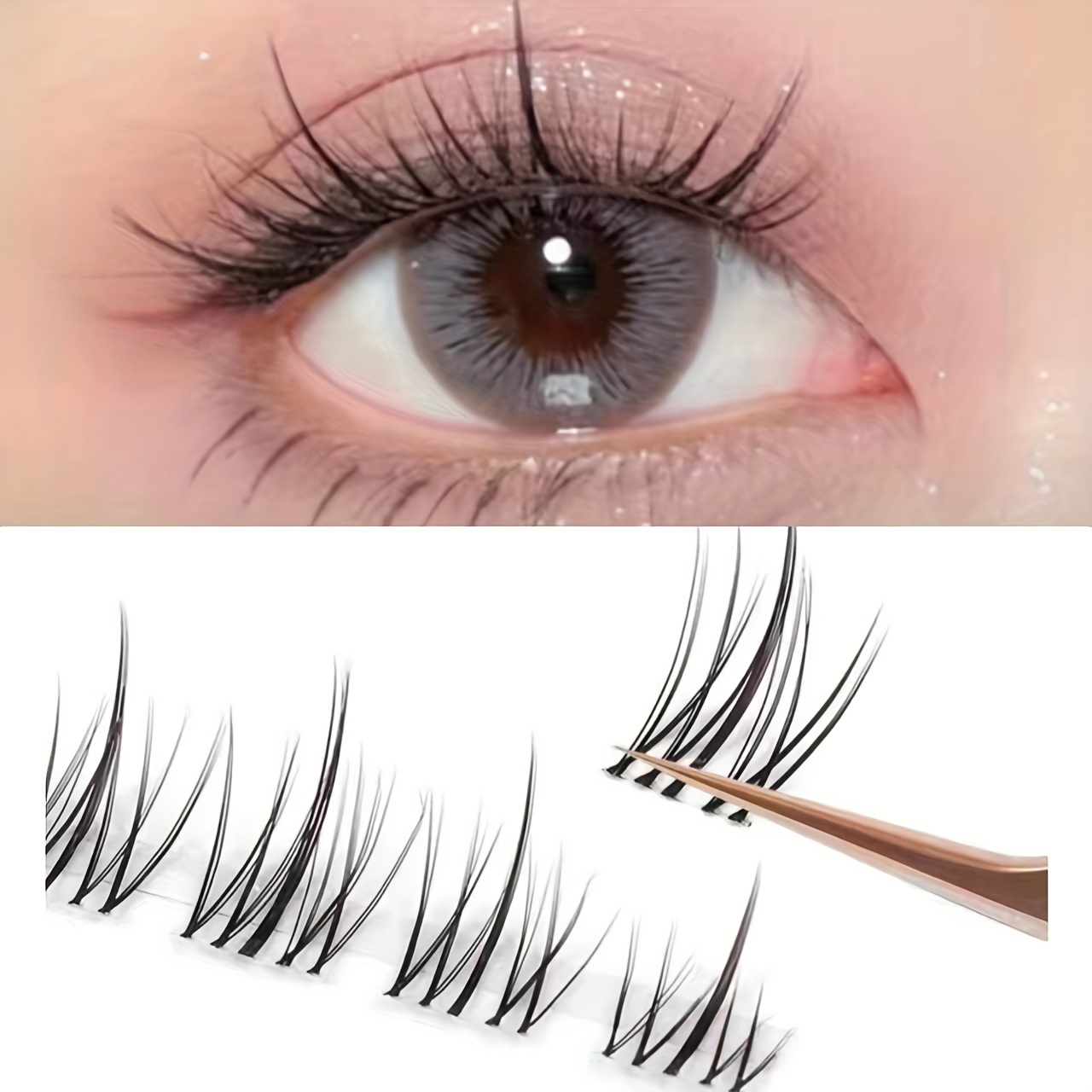 

120 Clusters Sunflowers, Lazy Man Trilogy Eyelashes False Eyelashes Single Cluster Thin Transparent Stem Black Stem Natural Style For Beginner