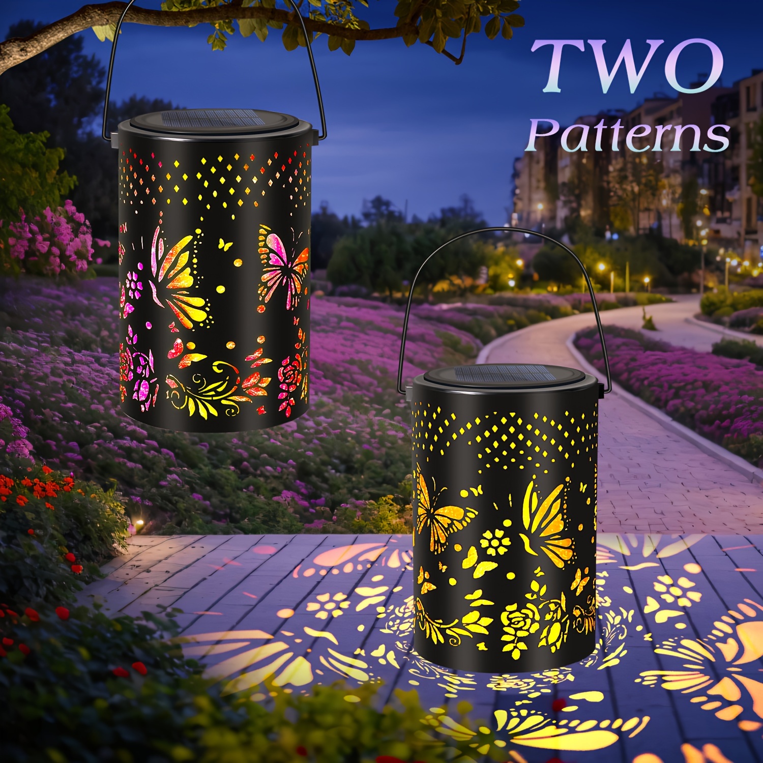 

Solar Powered Iron Art Butterfly Lantern, 2 Lighting Modes Hanging For Gardens & Patios, Perfect As Decorative Gift Housewarming Gift