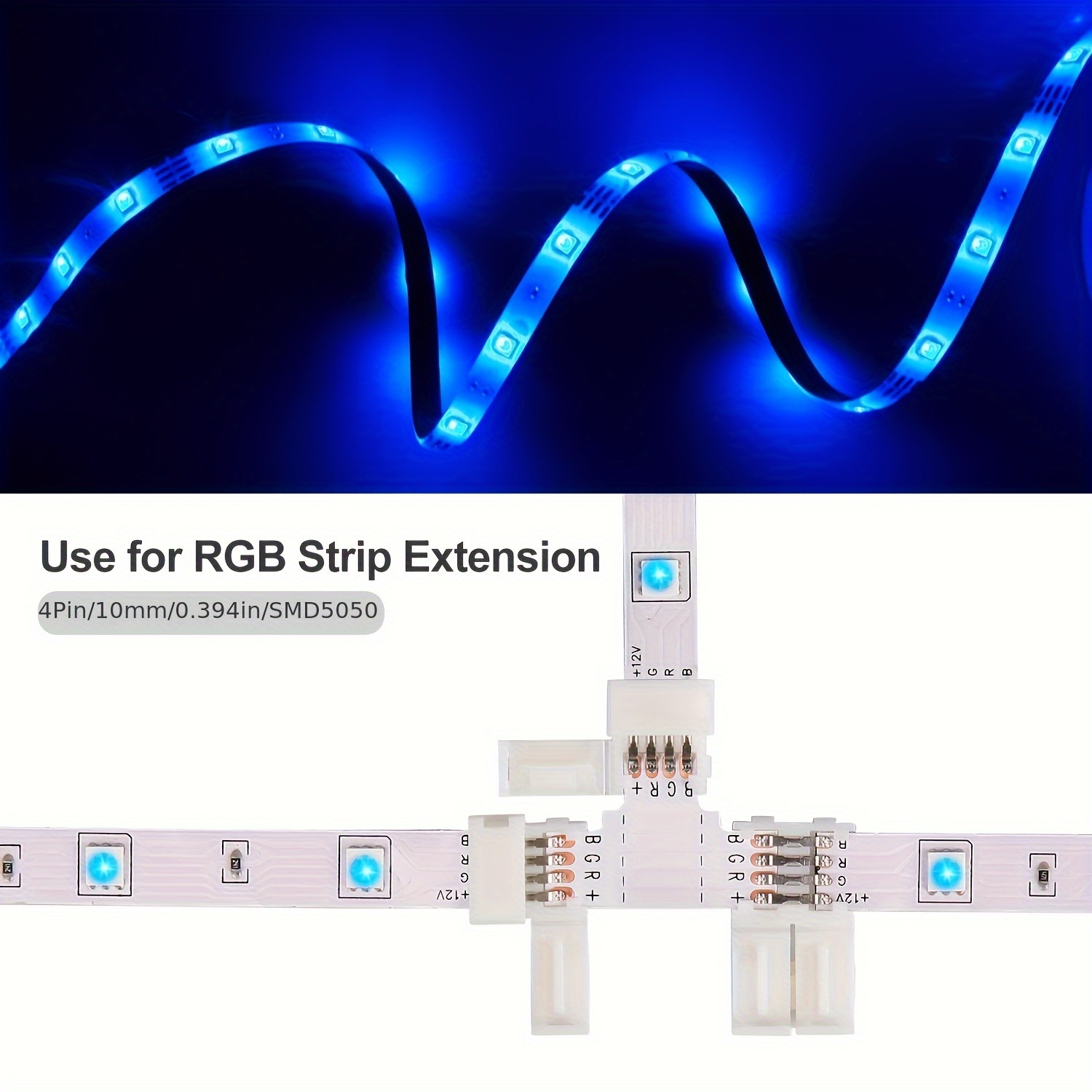 10pcs 4-Pin Solderless Connectors For 10mm Wide SMD 5050 RGB LED Strips - Gapless Quick Connect Adapters - View #10