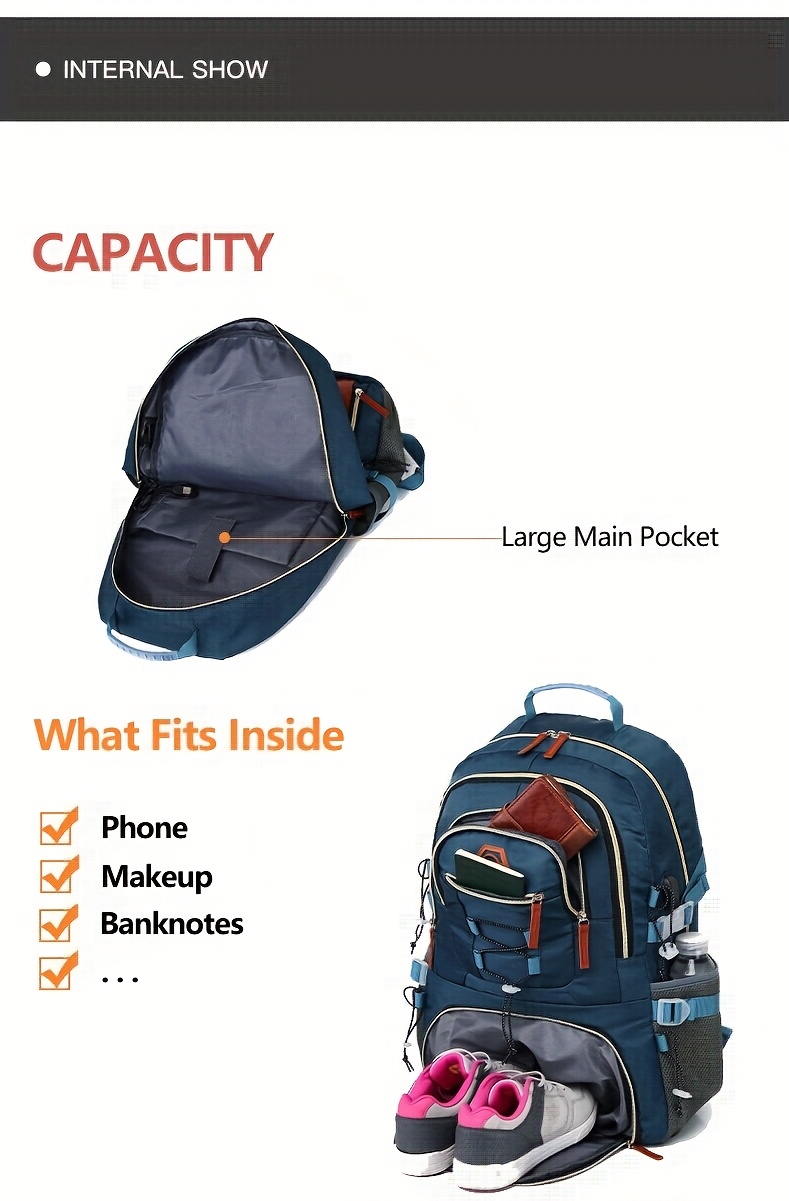 Outdoor Travel Backpack, Large Capacity Sports Camping Backpack, Unisex Laptop Bag with Shoe Compartment, Book Bag, Computer Backpack for Travel, Business, and Casual Use, Easter Valentine's Day Gift