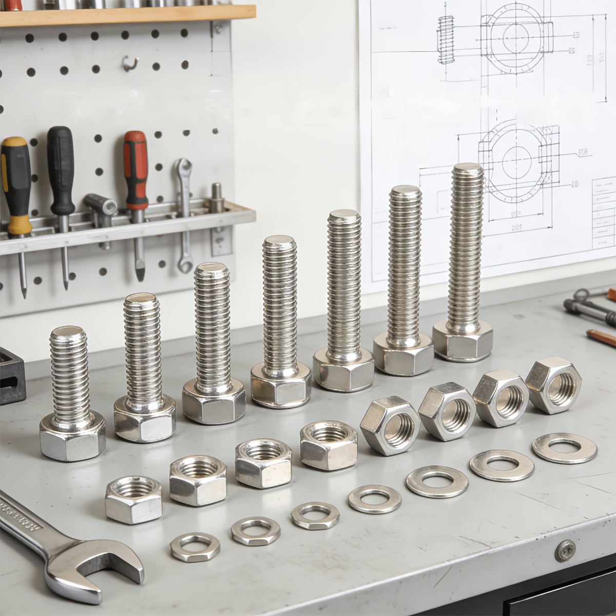 Produktbild von 495-teiliges Unterlegscheiben-Sortiment – 304 Edelstahl, M5-M10, In Aufbewahrungsbox, Für Mechanik & Reparatur