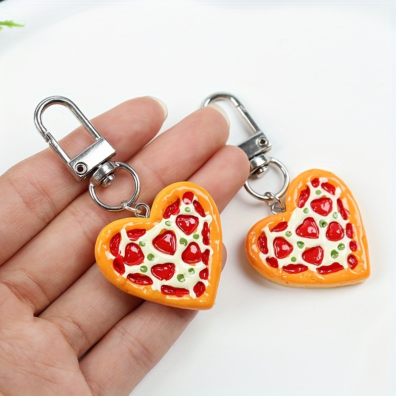 

1pc\2pcs Creative Pizza Funny Keychain Fashion Cute Bag Key Chain Ornament Bag Purse Charm Accessories