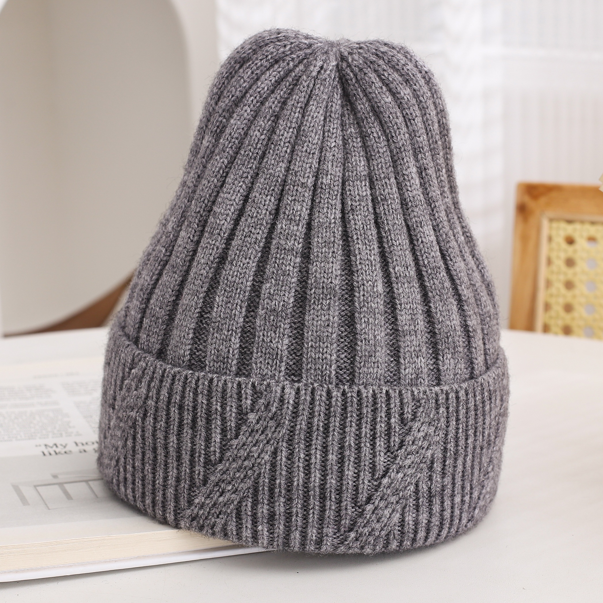 womens lightweight stretchy beanie solid color ribbed winter