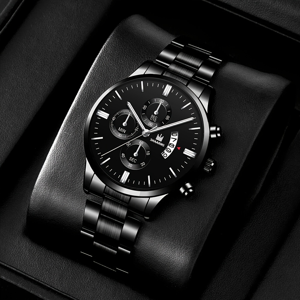 Men's 3 Stylish Watch Set with Matching Accessories, Gift Ready