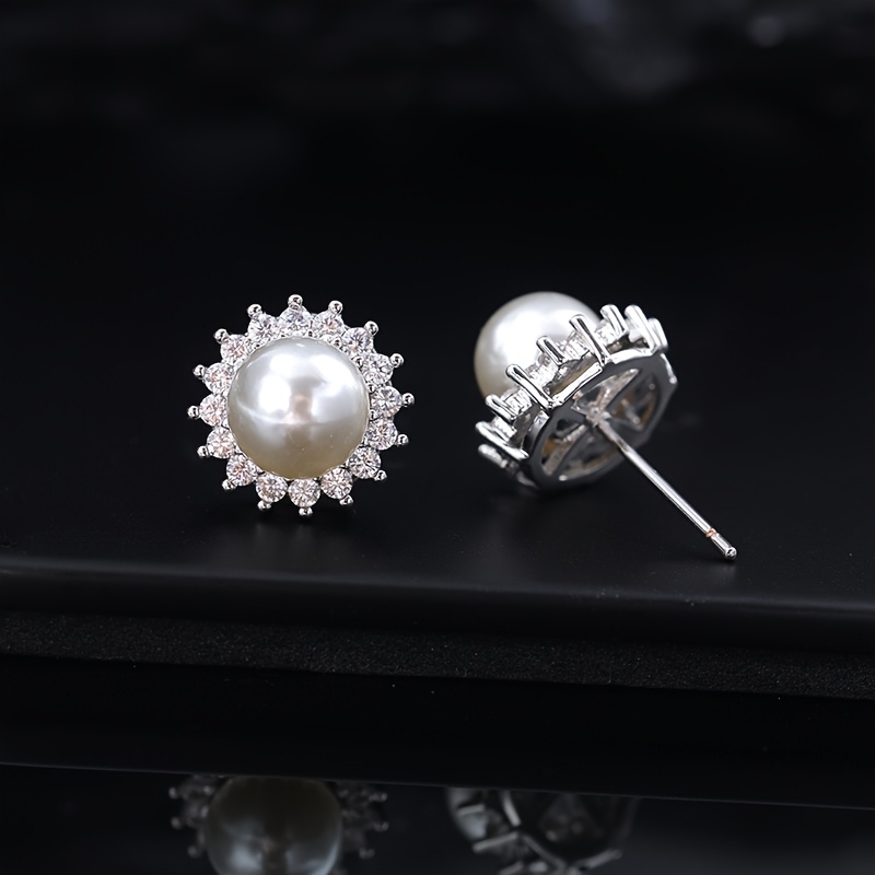 Women's Exquisite Spherical CZ Studs Earrings, Elegant Gift