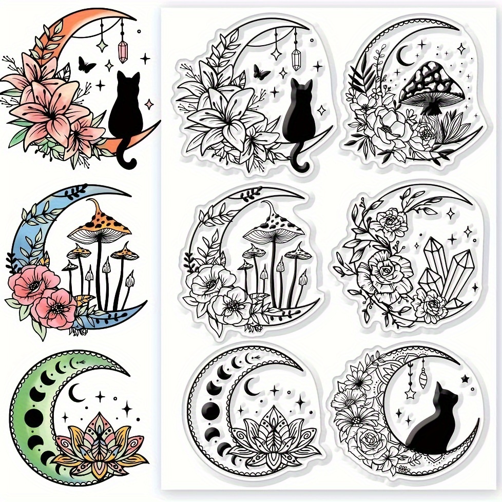 

1pc Artistic Black Cat & Transparent Silicone Stamp Set - Pvc, Ideal For Diy Scrapbooking, Card Making & Crafting Projects, Stamp