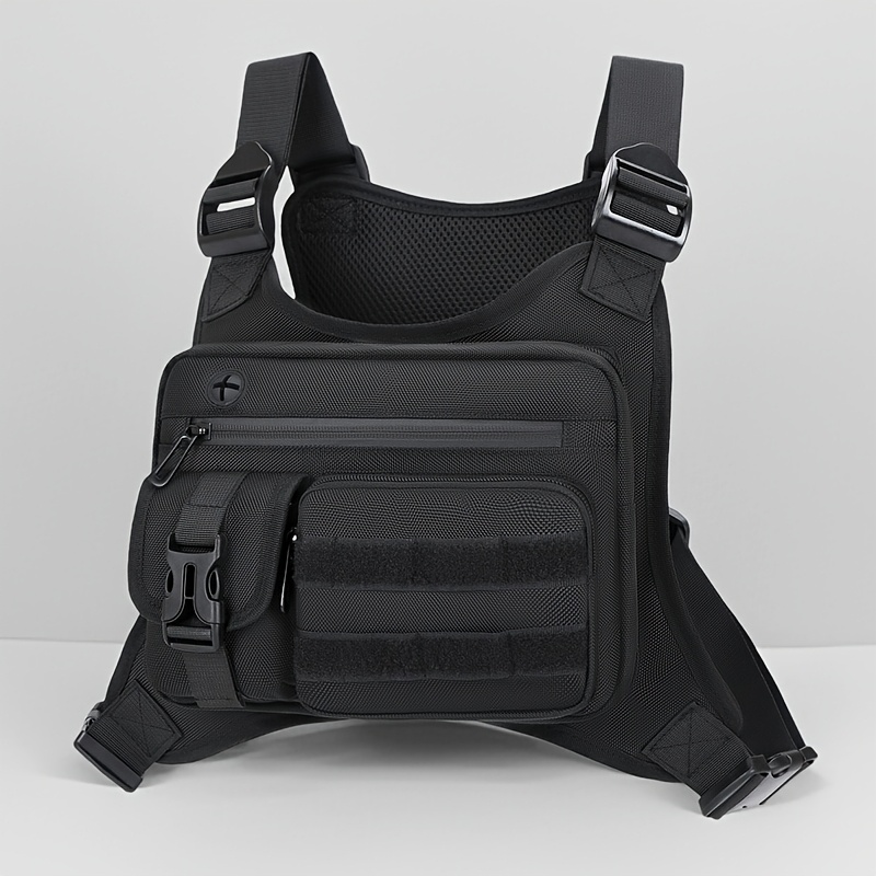 TEMU 1pc Oxford Cloth Vest Backpack With Multiple Utility Pockets, Suitable For Travel Or Sports, 's , Adjustable Shoulder Straps