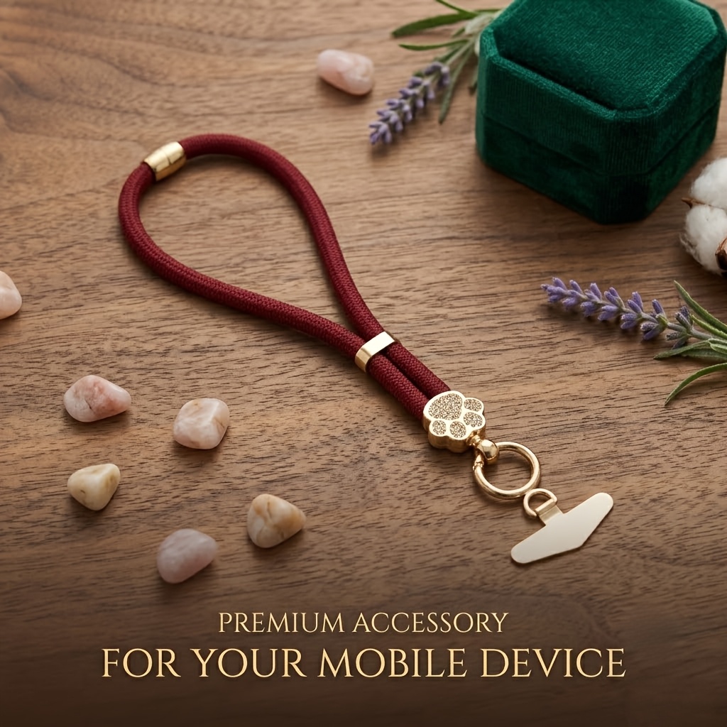 TEMU Dragonne de téléphone mignonne de avec strass, lanière de main réglable en nylon tressé, porte-téléphone -perte