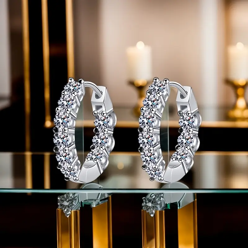 1   moissanite hoop earrings for women round cut   vvs1 clarity lab   moissanite earrings 925 sterling silvery hoop earrings jewelry gifts for her anniversary birthday valentines day gift christmas gift Product details 1
