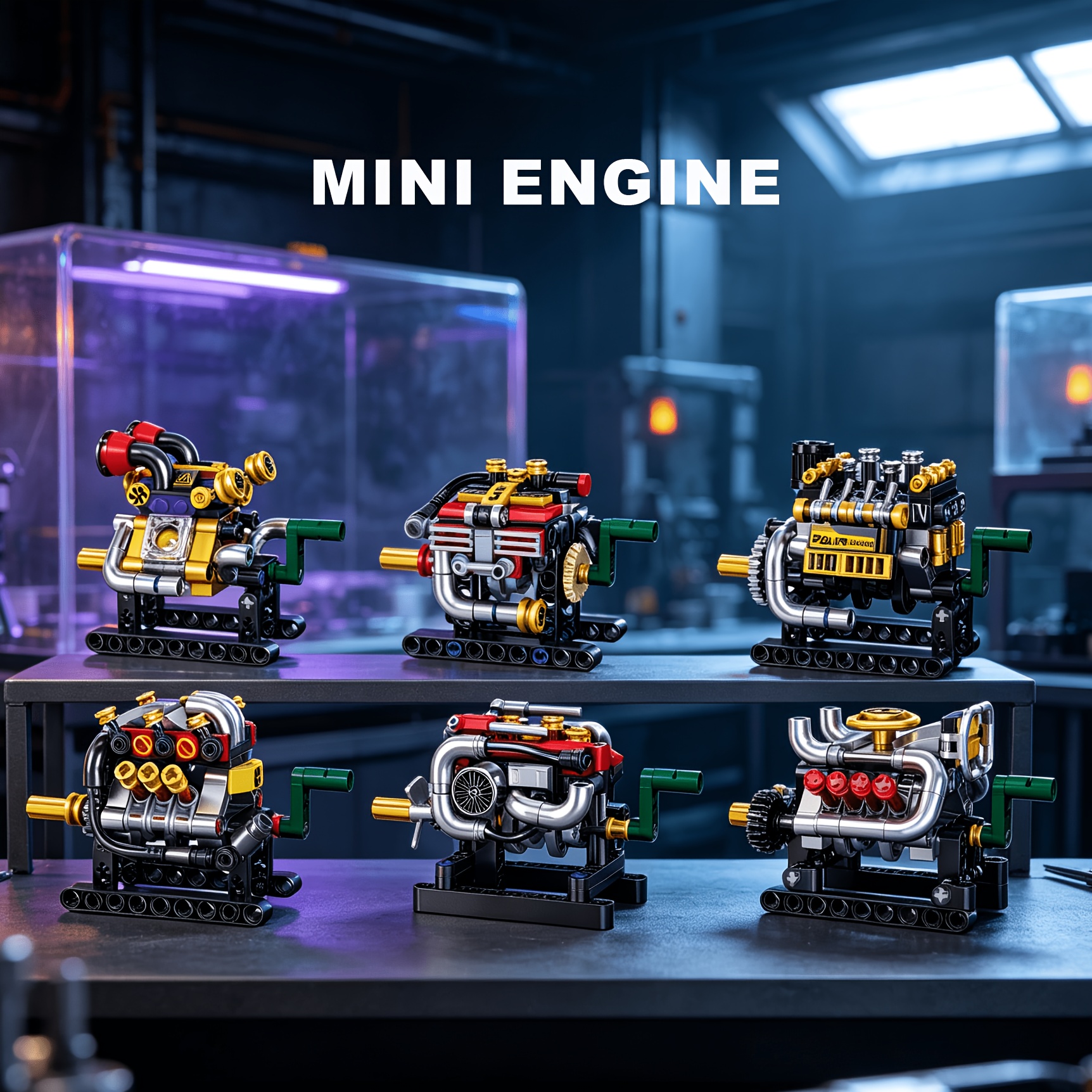 Assembled Mechanical Engine Structure Building Blocks Model