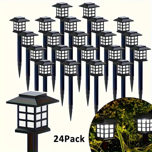 24pcs of 12pcs of 6pcs of outdoor warm light solar charged outdoor landscape garden lights outdoor solar lights suitable for courtyards and decks
