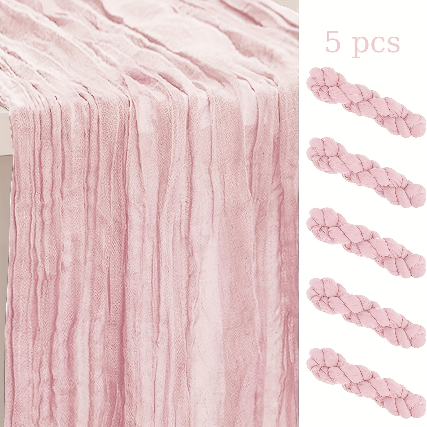 Image of 5pcs Polyester Square Tablecloths, Solid Color Pleated Table Runners, Durable And Easy To Care For, Perfect For Dining Tables, Wedding Decorations, Home Decor
