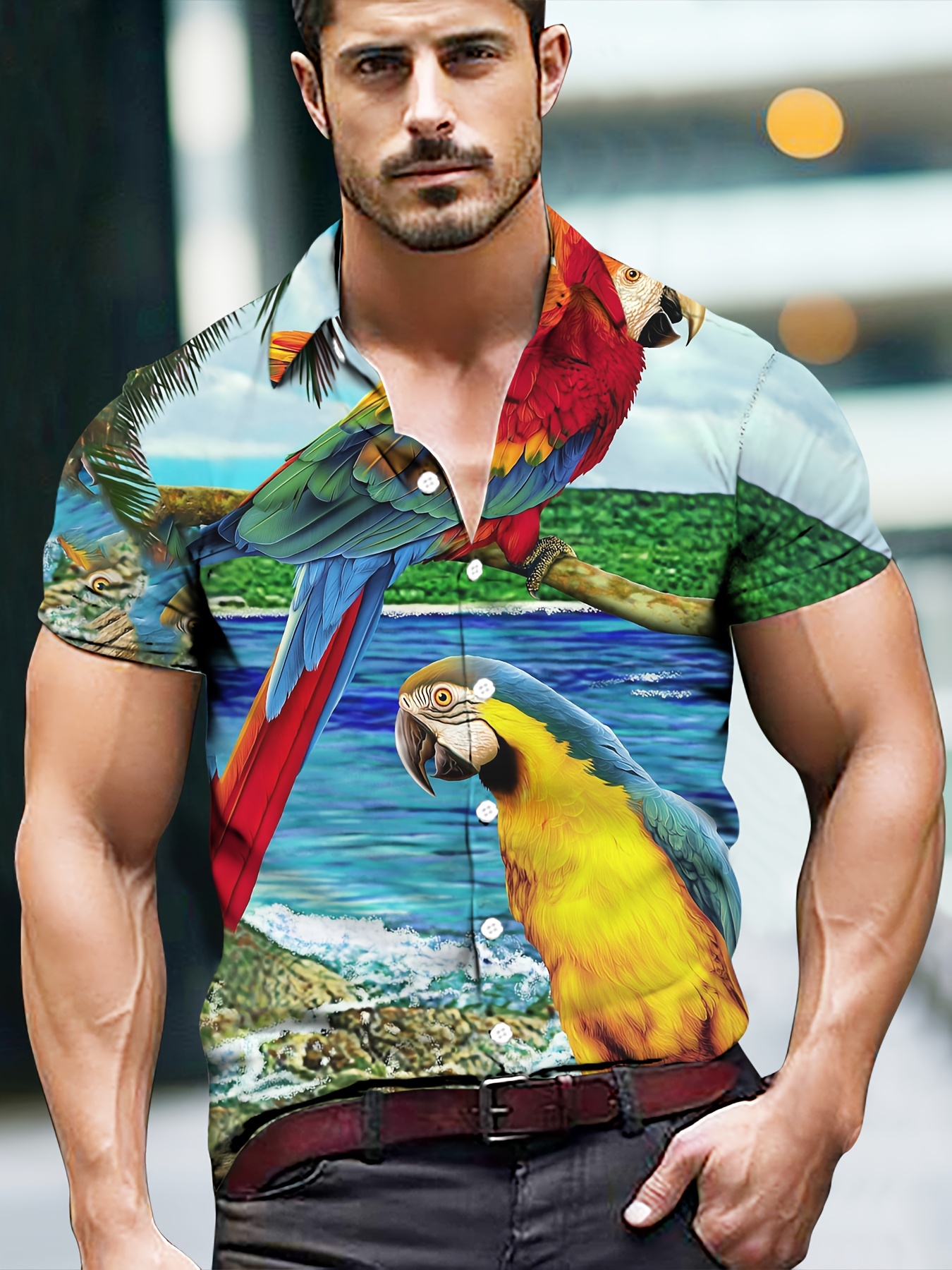 parrot button up shirt