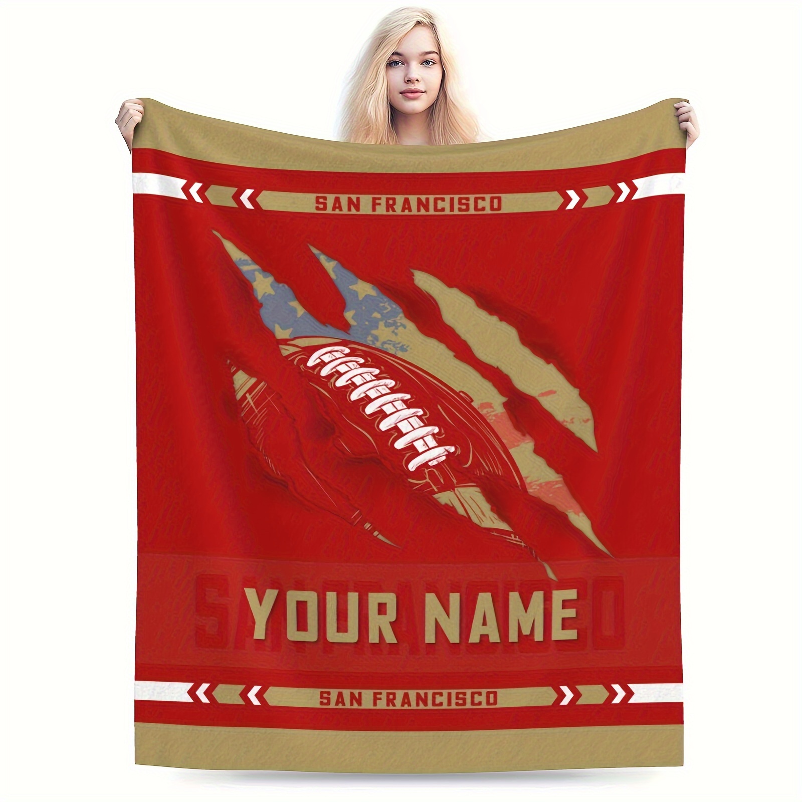 

Personalized San Football Fleece Throw Blanket - , Custom Name Option, Perfect Gift For Men, Women & Youth - Ideal For Travel & Home Decor