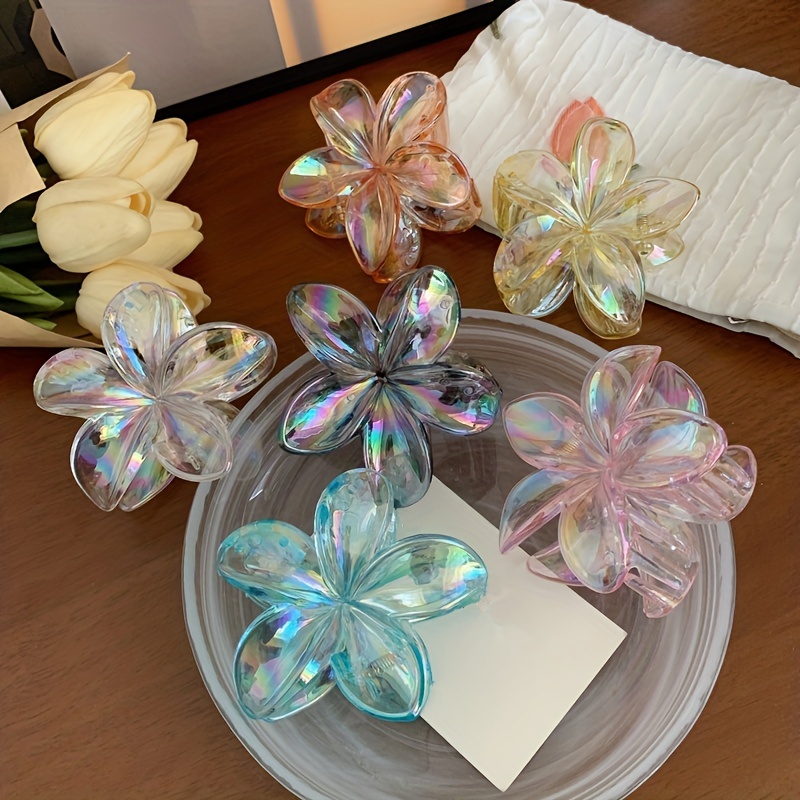 

Elegant Flower Shaped Hair Grab Clips Trendy Non Slip Ponytail Holders For Women And Daily Use Wear