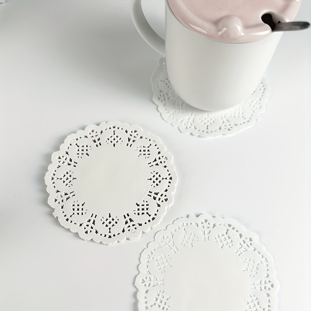 

100pcs/pack Lace Print Coasters, Kitchen Party Supplies