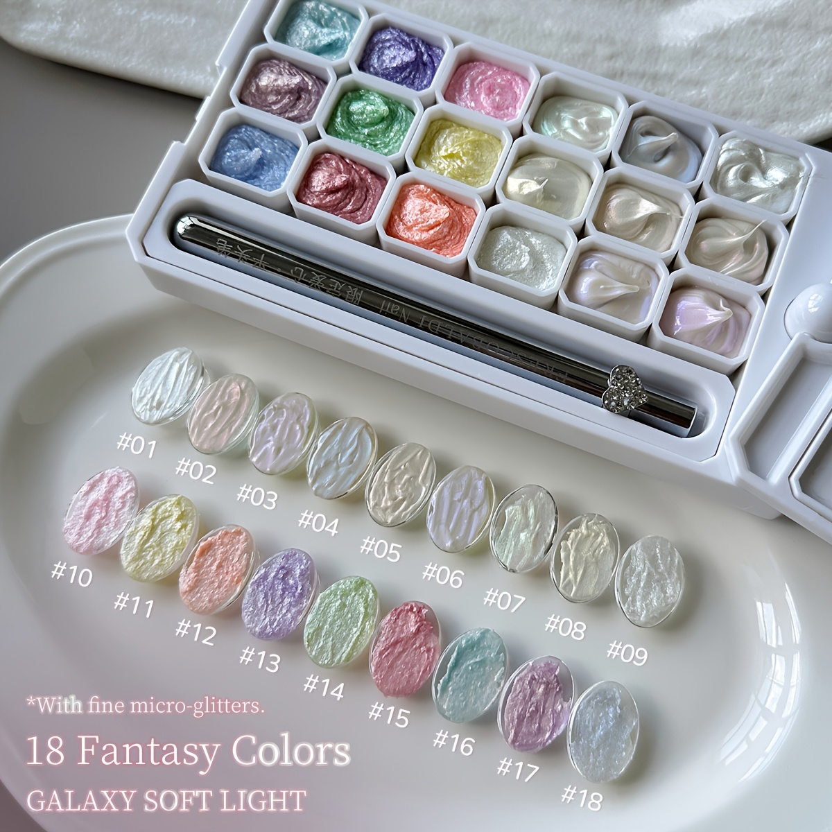 Image of 18-grid Foam Gel --- Textured Glitter Fine Shimmer Gel Gel Set, 18-grid, High Color Gel Nail, Shiny Multi-functional Styling Gel For Fashion Salon Nail Art Design
