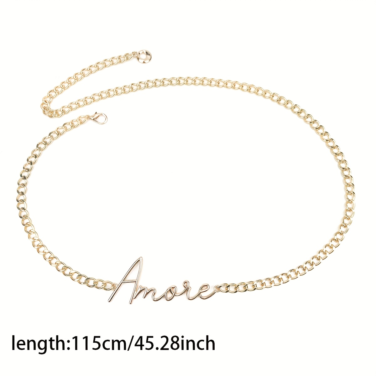 Gold-Tone AMORE Chain Letter Belt Adjustable Chic Accessories womens adjustable golden amore letter belt chain strap  main image 3