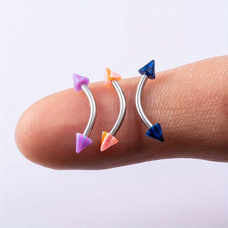 10pcs Acrylic Eyebrow Ring Stud Earrings, Body Jewelry