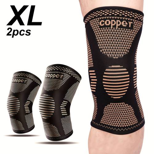 2pcs anti slip copper knee braces for workout running basketball knee compression leg sleeve for men women sports knee support