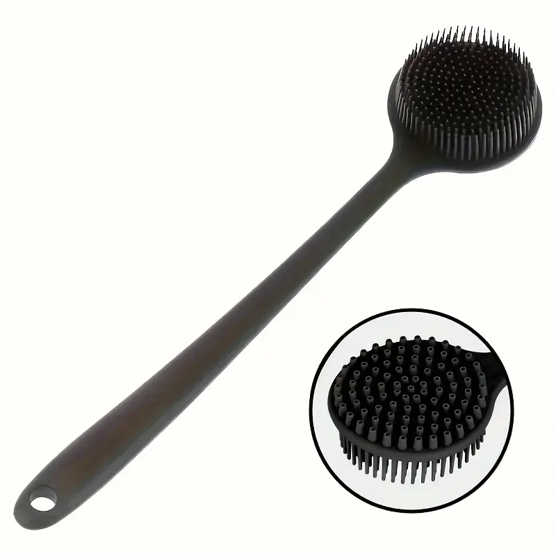 1pc ergonomic long handle silicone bath brush with soft non irritating bristles deep cleansing gentle massage sterile easy to clean enhances soap gel suitable for all light beige types durable bath accessory bath accessories shower accessory easytoclean design essential Product details 7