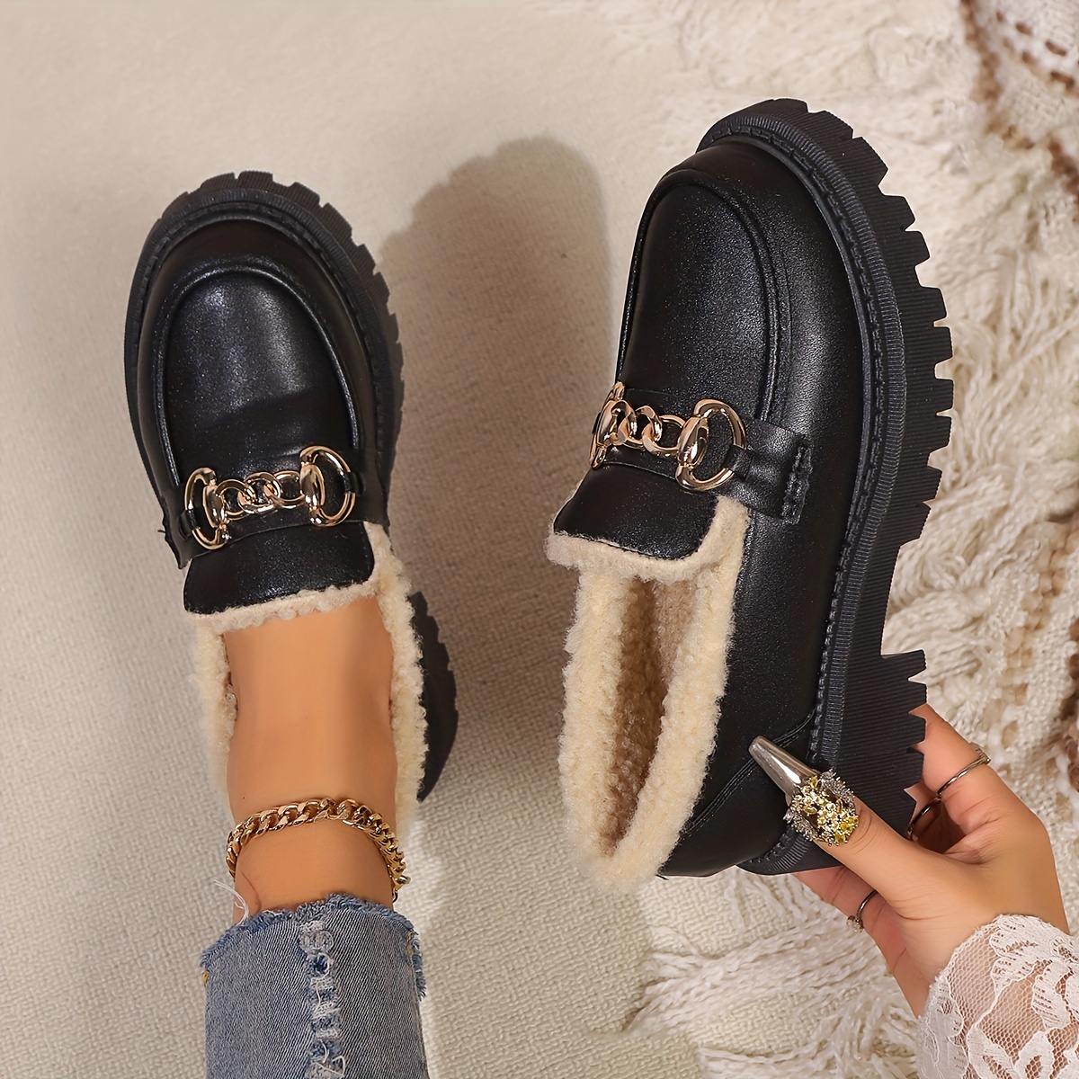 

Women' Cotton Chain Loafers Price