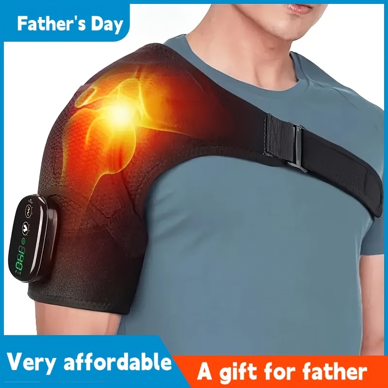 fathers day gift heated shoulder heating pad   adjustable shoulder heating pad electric heating pad for men and women portable rechargeable battery shoulder pad   shoulder strap with secure fastening system