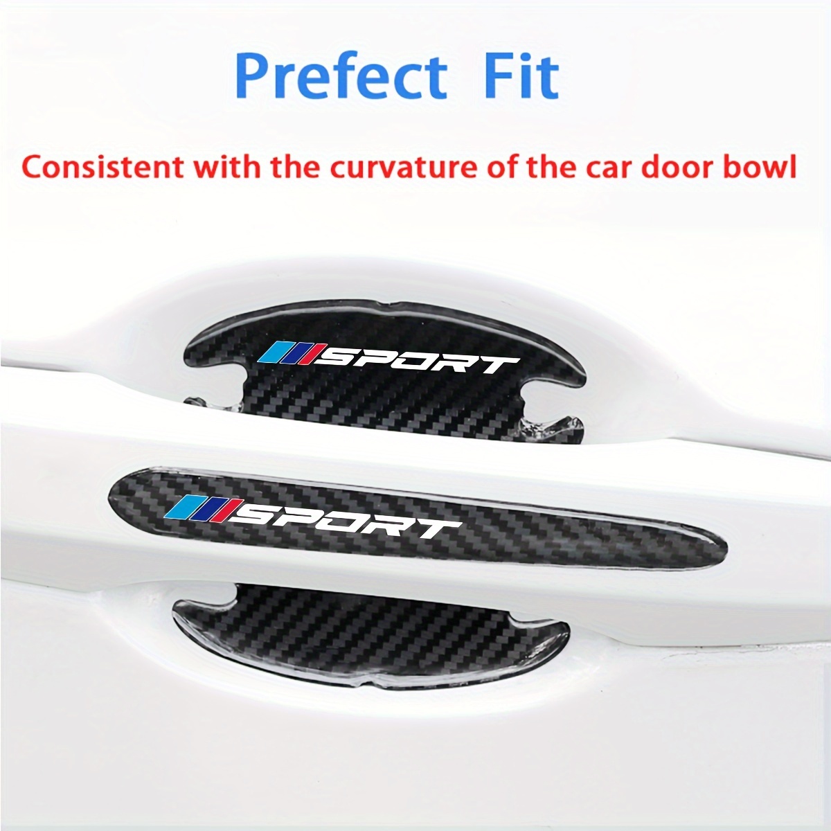 

4pcs Carbon Fiber Color Door Handle Anti-scratch Protective Stickers For Bmw 1 3 5 7 2 4 6 X Series X1 X3 X5 X6 X4, Door Cup Protective Film