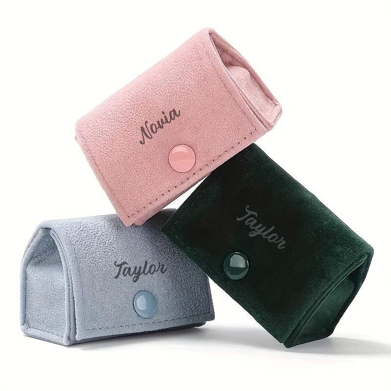 Personalized Flocked Jewelry Box with Custom Name, Elegant Gift
