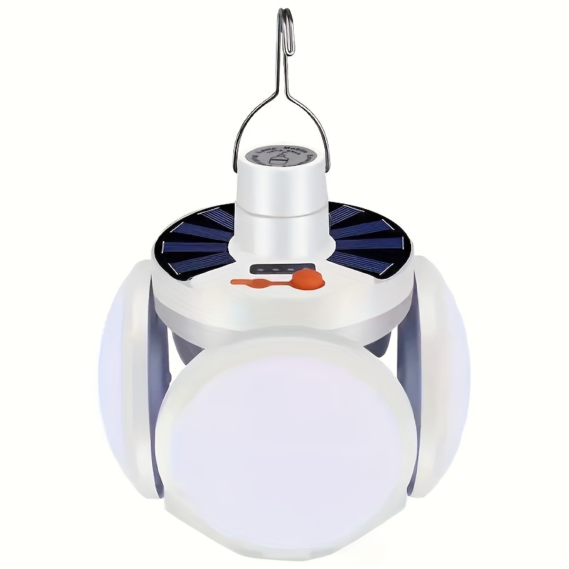 TEMU 1pc Solar Bulb Lamp With 5 Lighting Models, Foldable Hanging Light, Portable Camping Supplies