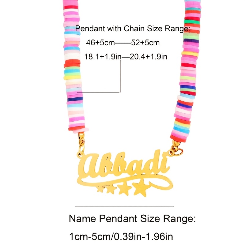 Custom Boho Name Clay Necklace with Star Pendant, Unisex