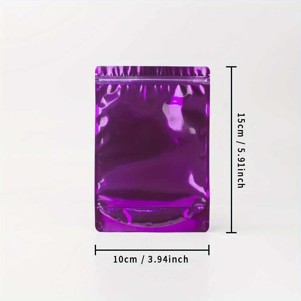 TEMU 100pcs Vibrant Purple Self-standing Bags With Inner Print - Transparent & Aluminum Foil, Food, Jewelry & Grain Packaging