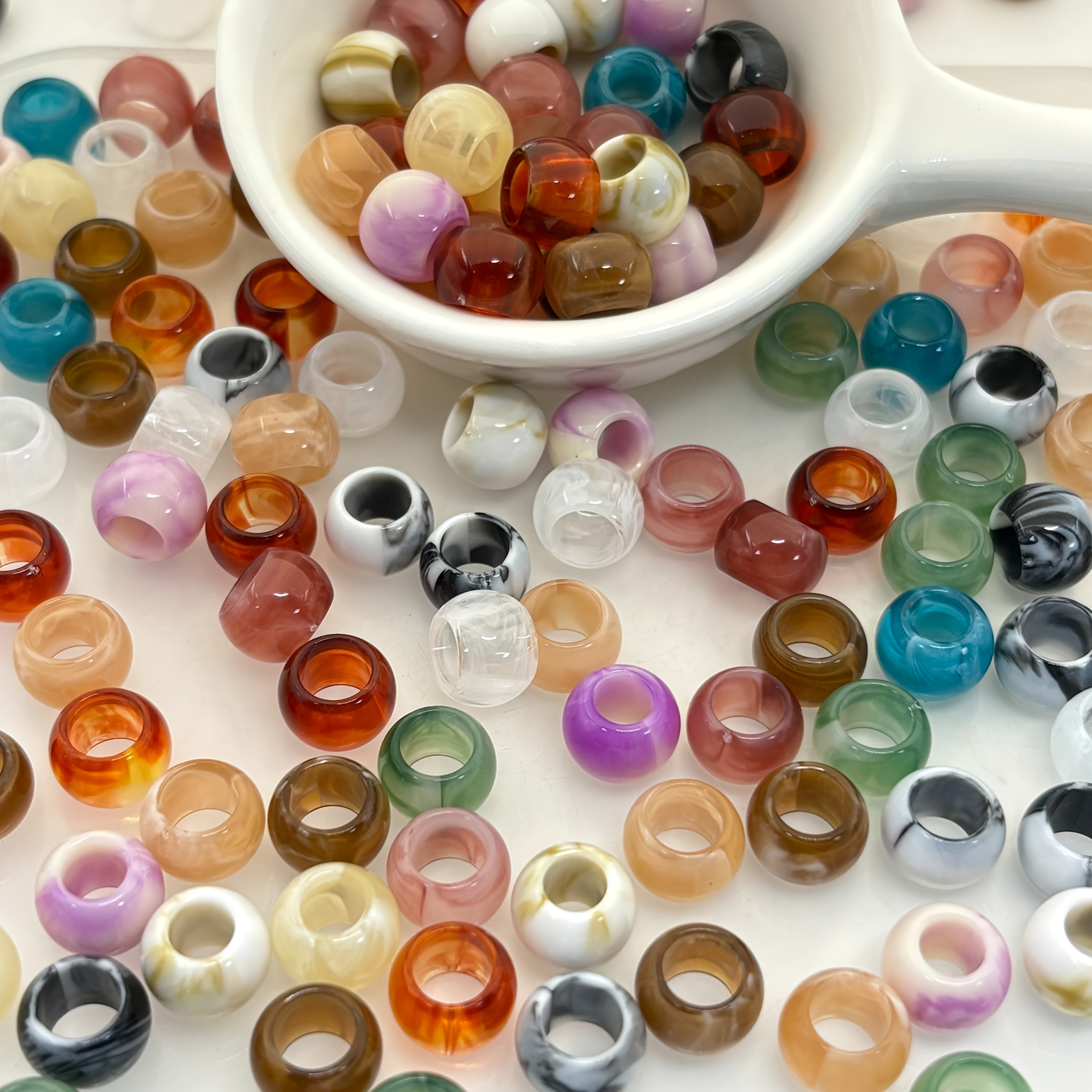 TEMU 57pcs 10mm Cloud Large-hole Acrylic Beads For Diy Crafts, Apparel Decorations And Accessories, Handmade Beading Supplies, Diy Decorative Beads,