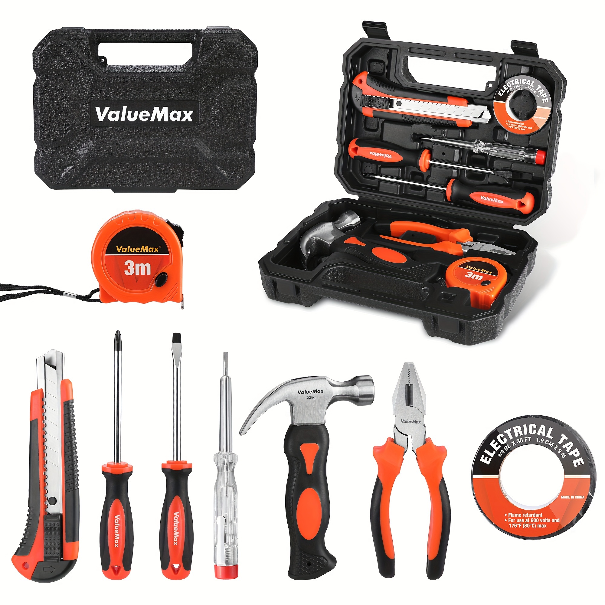 

Valuemax Tool Set, Home Tool Kit With Plastic Storage Case, 8 Pieces Basic Tool Kit, Household Tool Kit For Home Repairs, Diy Projects And College Dormitory Use, Ideal Gift