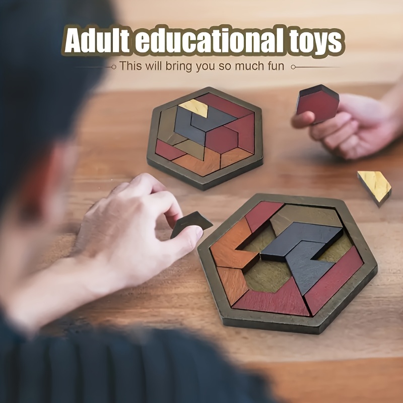 Wood Hexagonal Puzzle Toy | Sorting Stacking & Peg Insert Game
