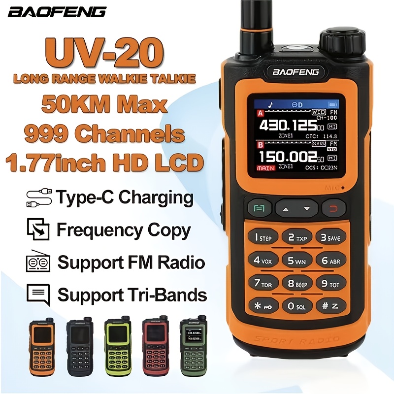   1000 channel handheld radio high power long range uhf walkie talkie with   usb rechargeable lithium polymer battery 136 174 mhz 10 zones memory for internal communication 0