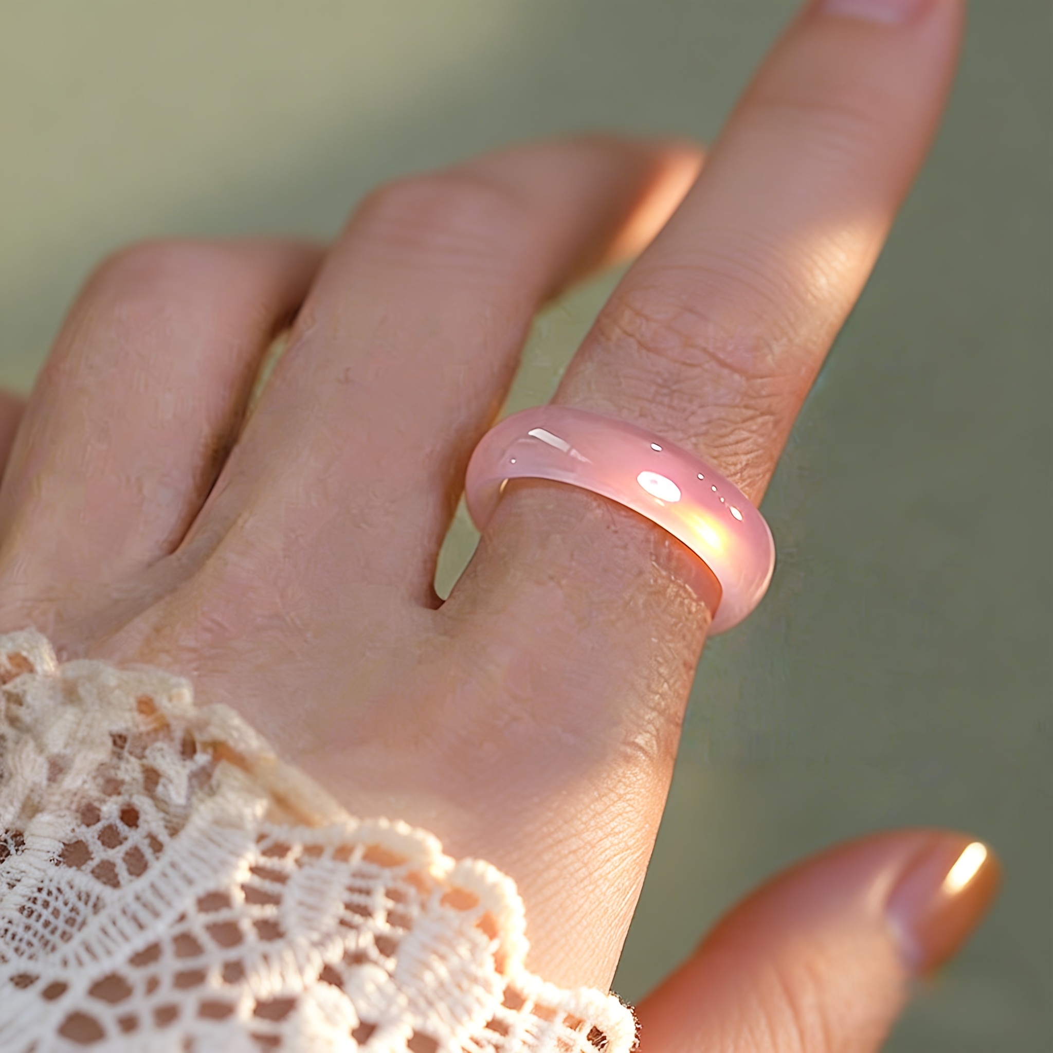 Women's Chinese-Style Imitation Jade Ring, Versatile Accessory