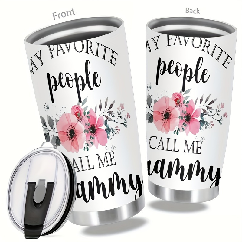 

20oz Stainless Steel Tumbler With Lid - Insulated Travel Mug, "my Favorite People Call Me Grammy" Design, Double Wall Vacuum For Cold & Warm Beverages, 304 Stainless Steel