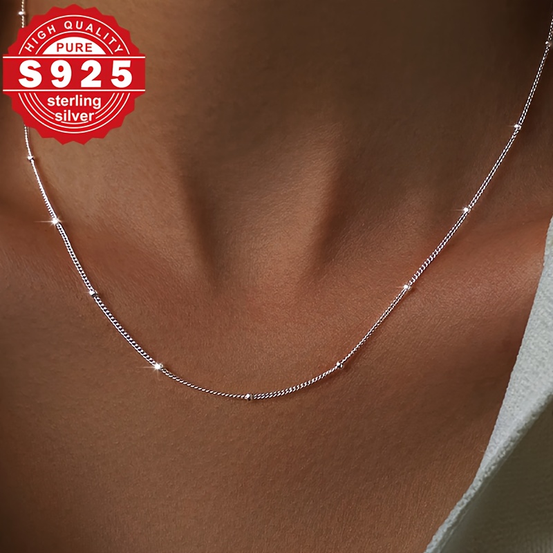 Image of A Women's Necklace, S925 Sterling Silver Necklace, Easy , Versatile Clothing, Suitable For Daily Wear, Hypoallergenic, Minimalist Women's Jewelry