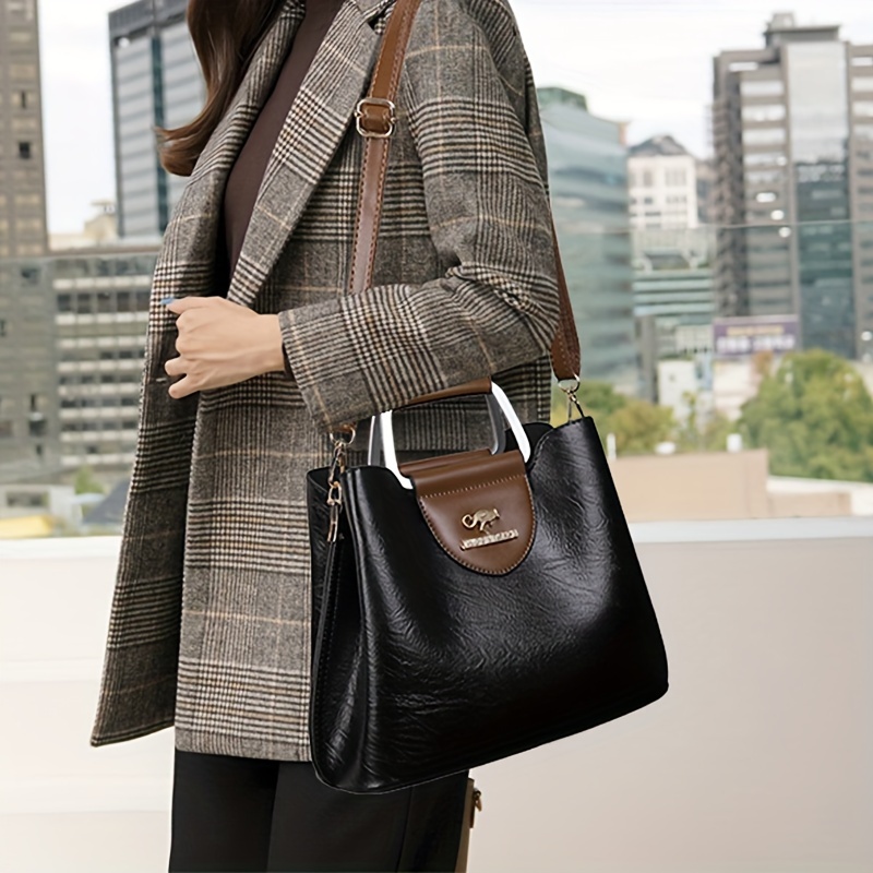 simple shoulder bag fashion solid color pu large capacity shoulder bag womens outdoor commuter crossbody bag details 4