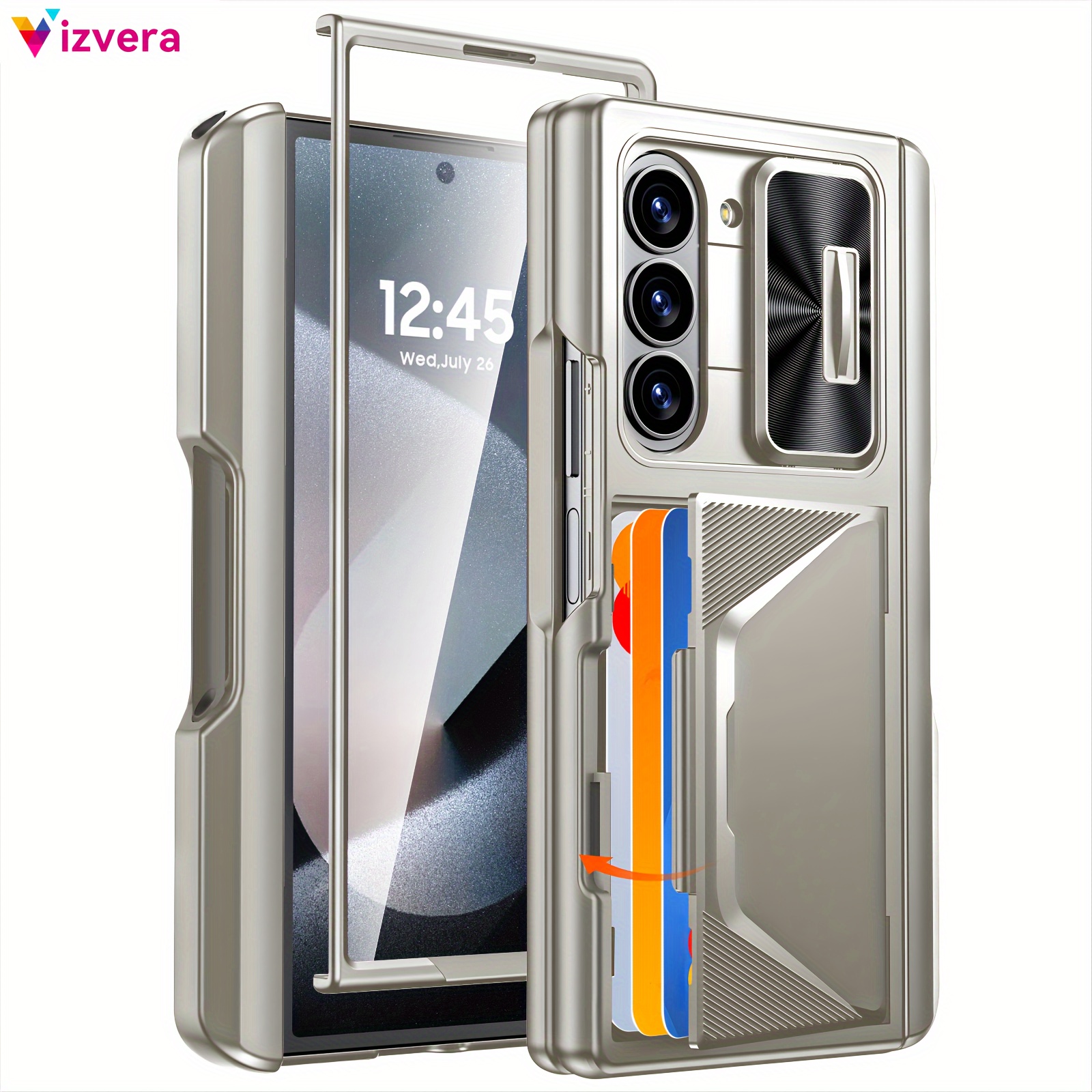 TEMU Z Fold 6 Case, 3- Phone Case, New Dual And Ball Bearing Design Lens Protection, Invisible Wallet, Pc Shell And High Quality Tpu Case, Built-in 9h Hd Tempered Glass Screen Protector.