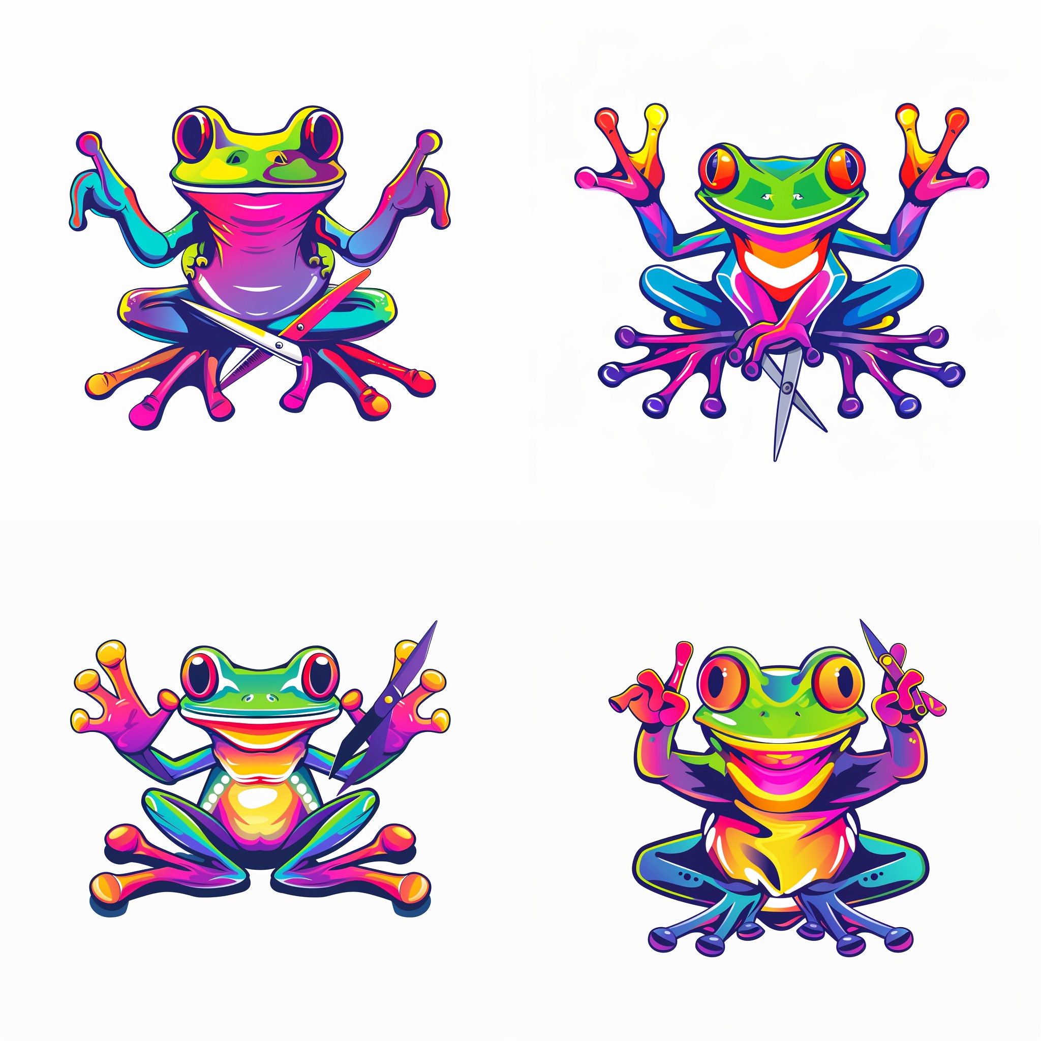 

4 In 1 Creative Car Stickers "colorful Graffiti Frog Holding A Blade" Car Stickers Sunscreen Opaque Waterproof Car Stickers For Cars, Refrigerators And Skateboards