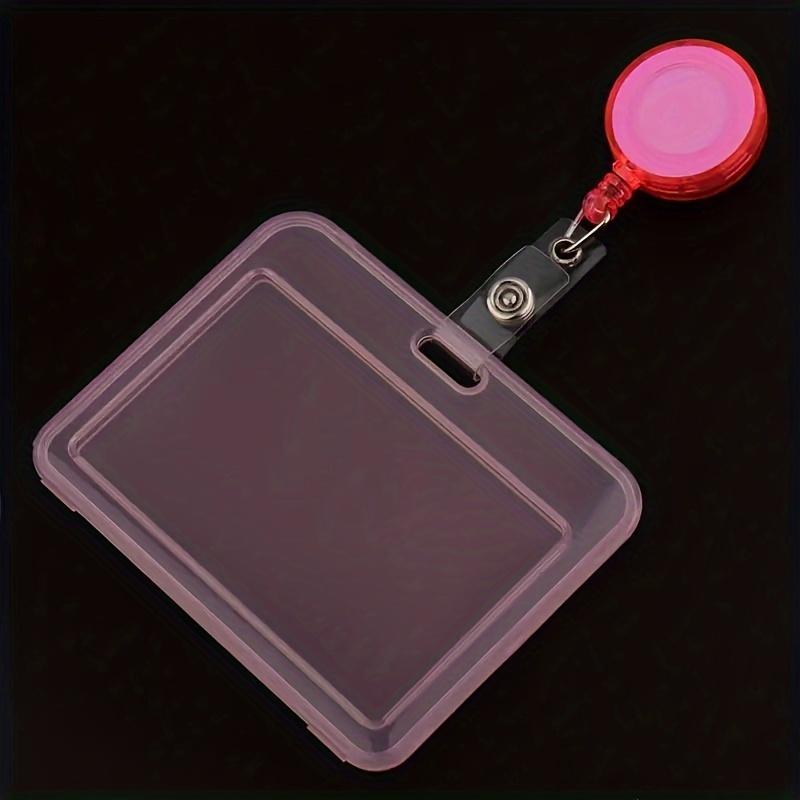 E-shop 2D 2/10 Stück Transparenter, horizontaler Kartenhalter mit einfachem Zugriff und einziehbare Namensschildspule, geeignet für Lehrer,