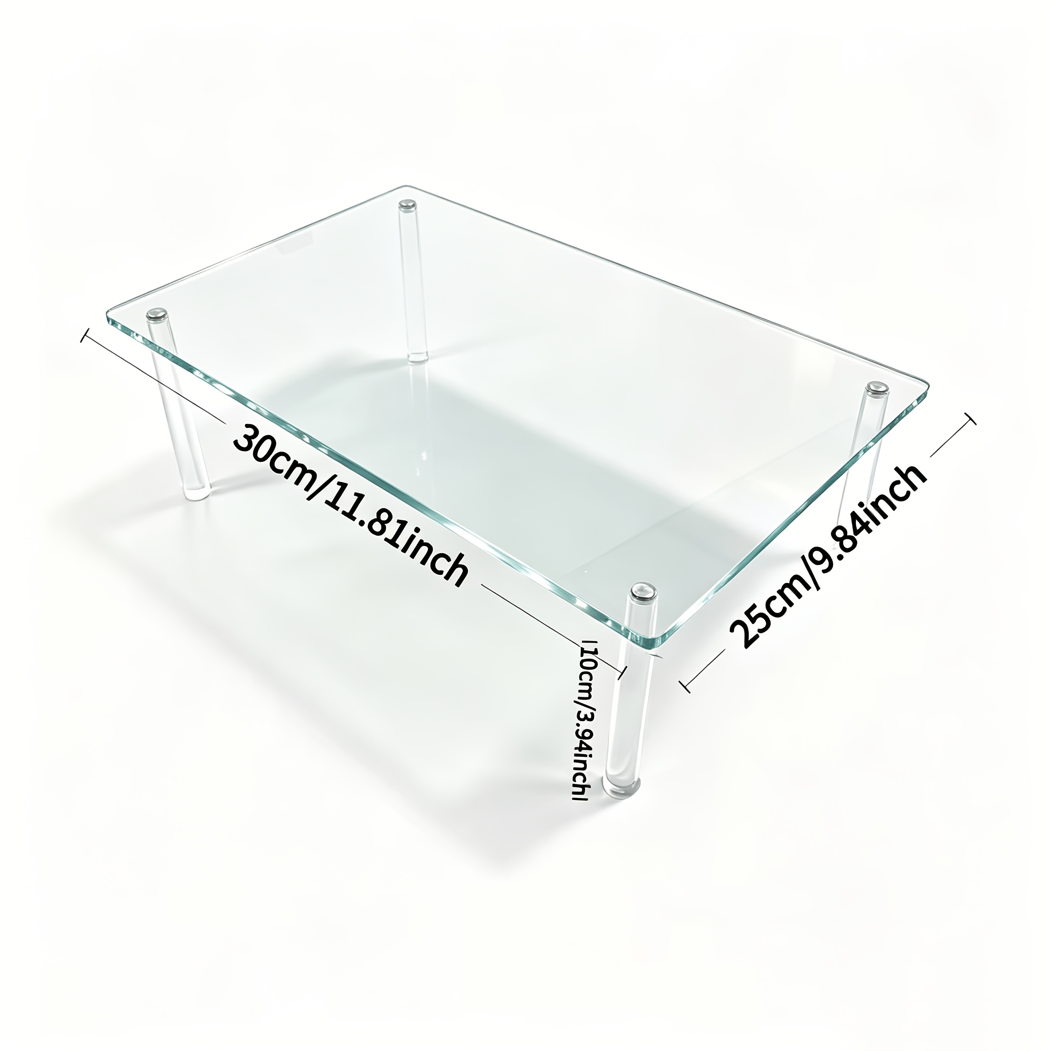 TEMU Support d'imprimante en acrylique, organisateur de bureau transparent à double , convient pour imprimantes, scanners, livres — étagère de bureau