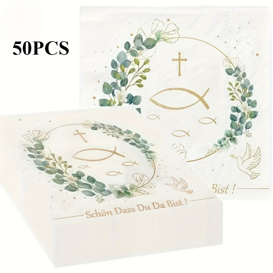 Image of 30/50 Napkins For Baptism And Communion Celebrations - Featuring A Stylish And , 2-ply Napkins Make For A Beautiful Table Setting, Perfect For Events And Themed Parties, And Are An For Christmas