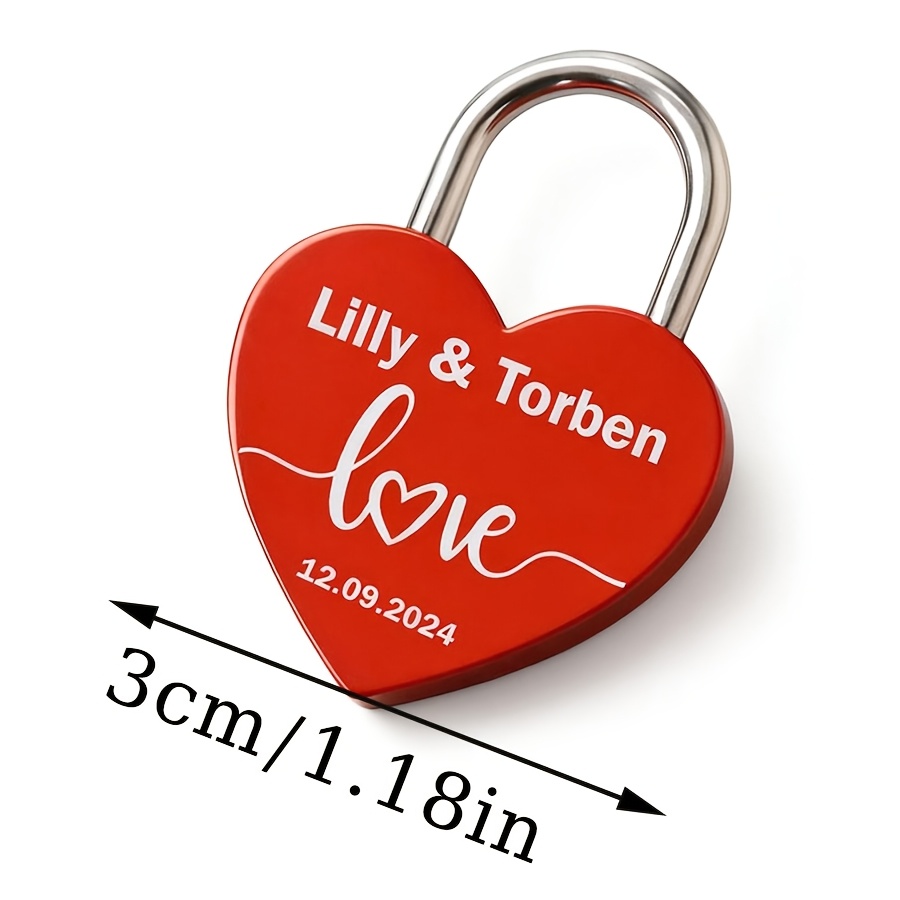 Personalized Engraved – Heart-shaped Lock, Customizable With Names – Couple's Gift, Suitable For Weddings, Valentine's Day, Anniversaries