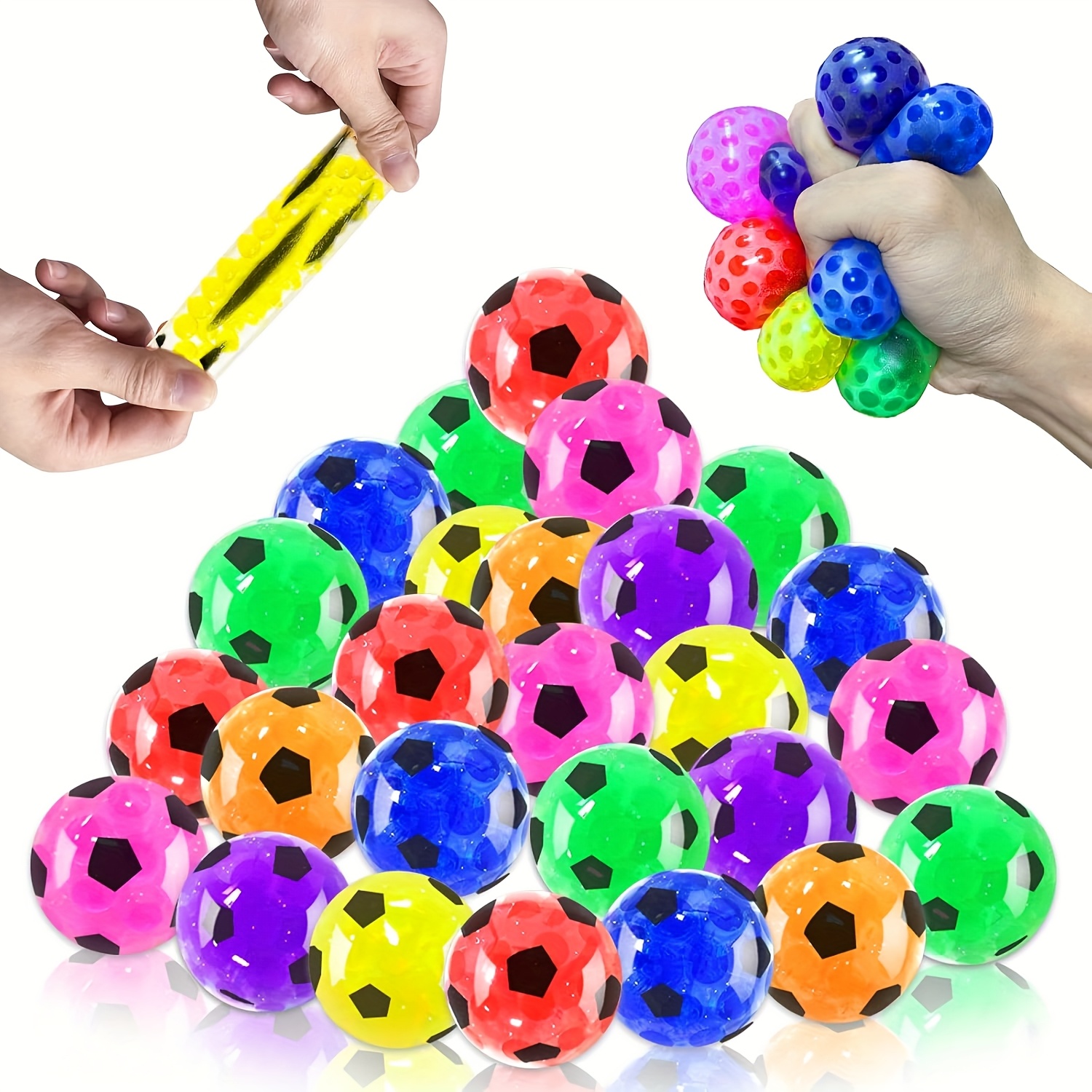 Set Of 6 Mini Stress Sports Balls – Basketball, Soccer, Tennis, Baseball – Squeeze Balls