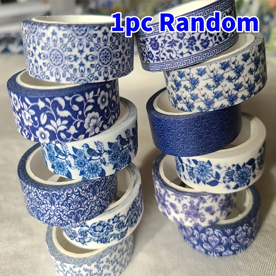 

Blue And White Porcelain Pattern Washi Tape Set, China Inspired Decorative Adhesive Tape, Semi- , For Scrapbooking, Journaling, Diy Projects