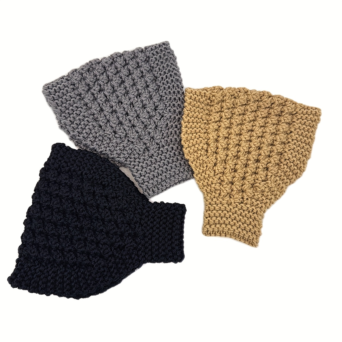 TEMU 3pcs Mixed Set Women's Warm Headband Handmade Autumn And Winter New Style Cold-proof Ear Protection Bohemian Style Suitable For Winter Outdoor