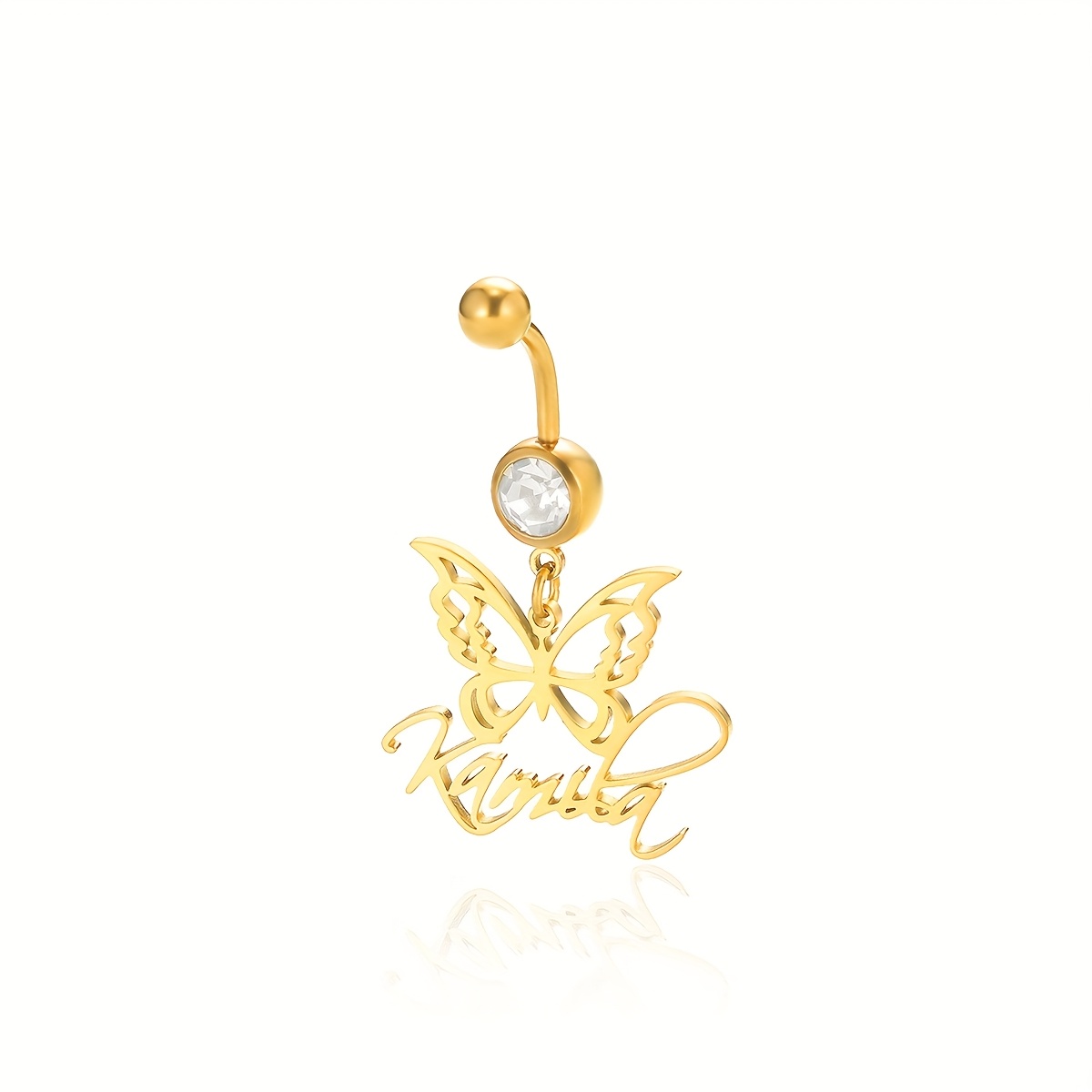 TEMU Een custom naam vlinder hanger navelring voor vrouwen, met een sexy en gepersonaliseerd ontwerp met lettervormige vlinders. Deze stijlvolle en